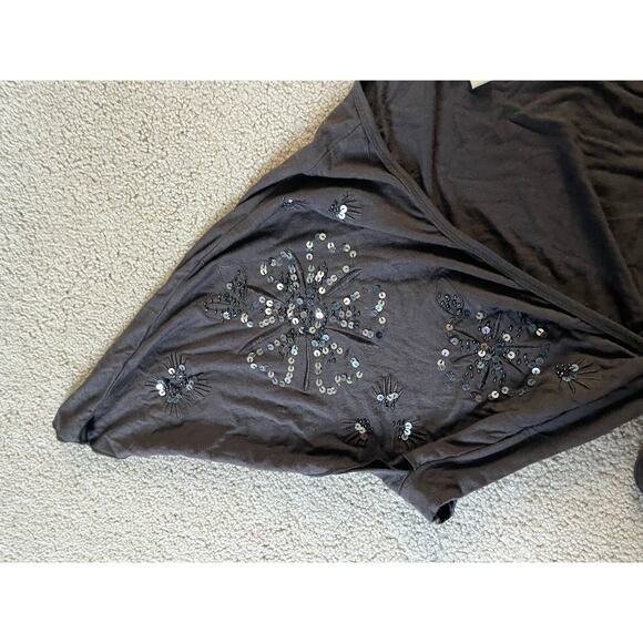 Womens large gray beaded cropped sweater cardigan - Picture 2 of 4